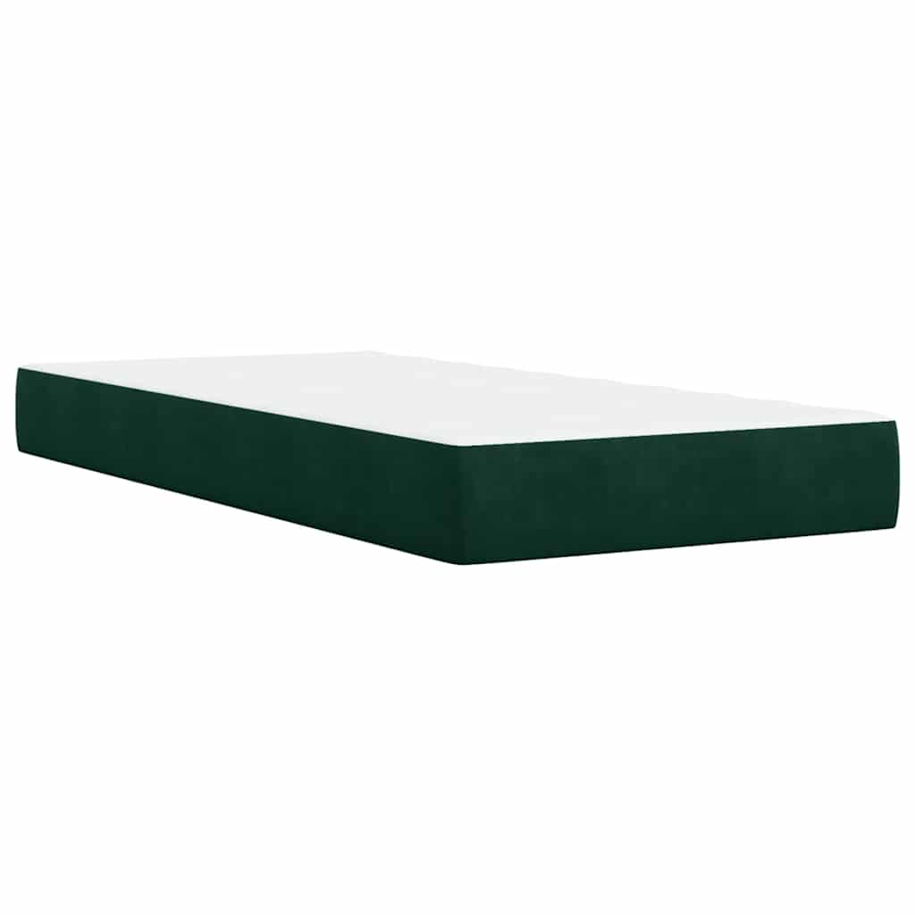 vidaXL Κρεβάτι Boxspring με Στρώμα Σκούρο Πράσινο 90x200 εκ. Βελούδινο