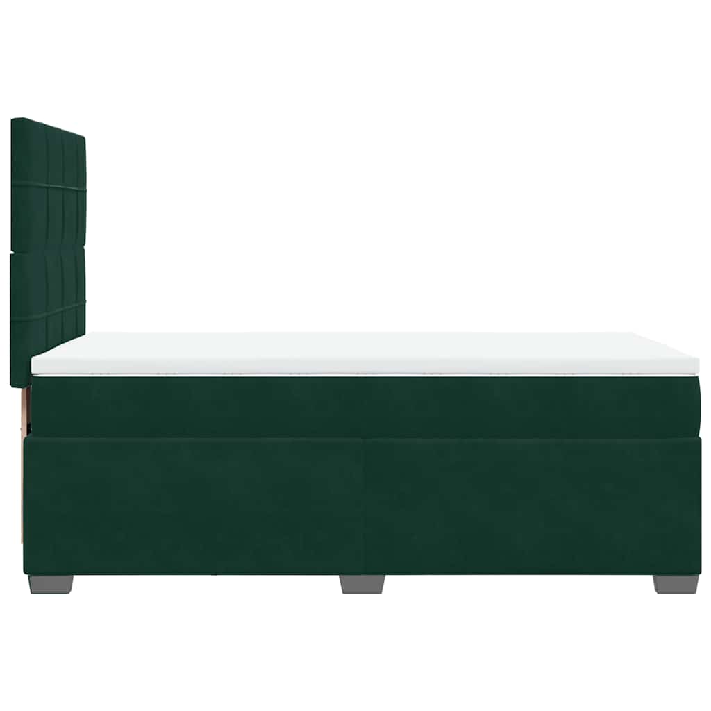 vidaXL Κρεβάτι Boxspring με Στρώμα Σκούρο Πράσινο 90x200 εκ. Βελούδινο