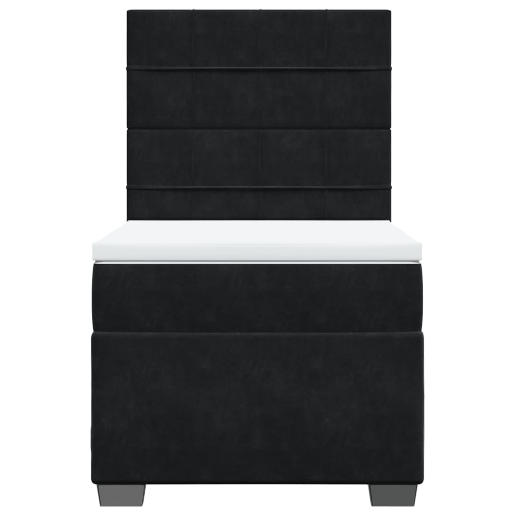 vidaXL Κρεβάτι Boxspring με Στρώμα Μαύρο 90x200 εκ. Βελούδινο