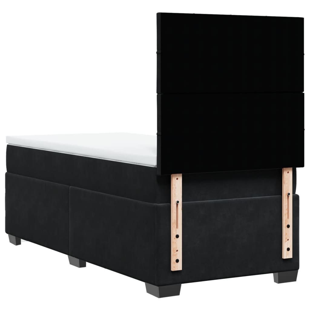 vidaXL Κρεβάτι Boxspring με Στρώμα Μαύρο 90x200 εκ. Βελούδινο