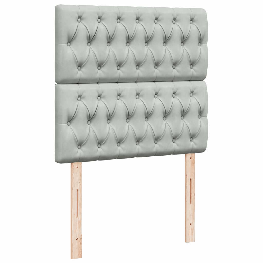 vidaXL Κρεβάτι Boxspring με Στρώμα Ανοιχτό Γκρι 90x200 εκ. Βελούδινο