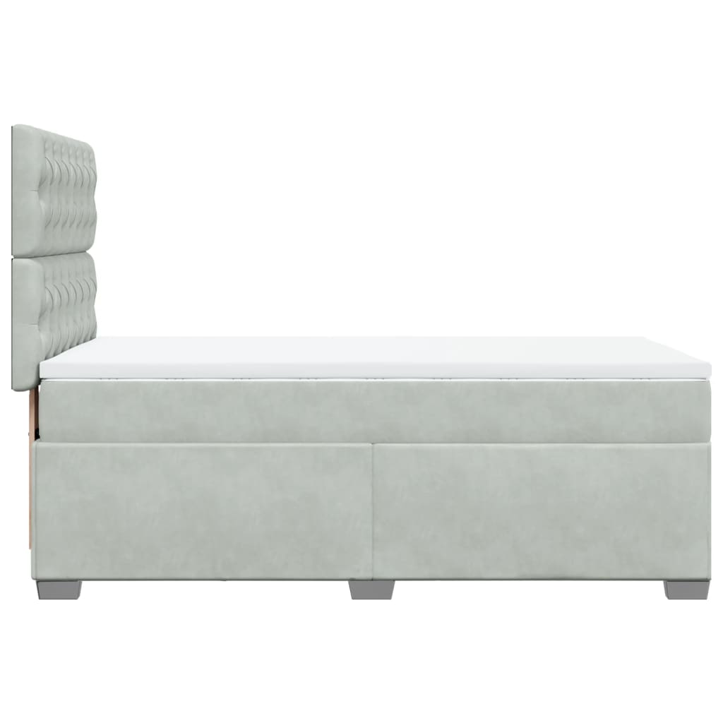 vidaXL Κρεβάτι Boxspring με Στρώμα Ανοιχτό Γκρι 90x200 εκ. Βελούδινο
