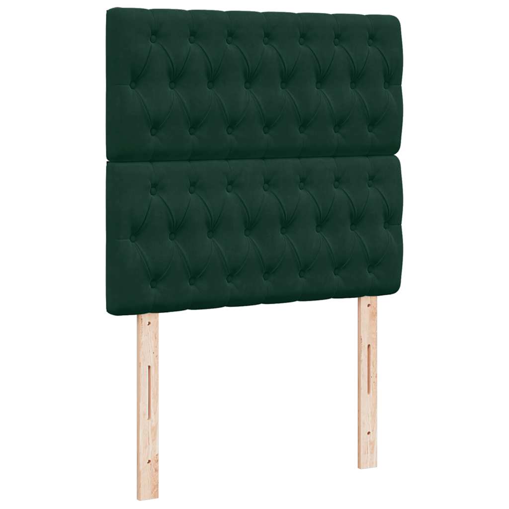 vidaXL Κρεβάτι Boxspring με Στρώμα Σκούρο Πράσινο 90x200 εκ. Βελούδινο