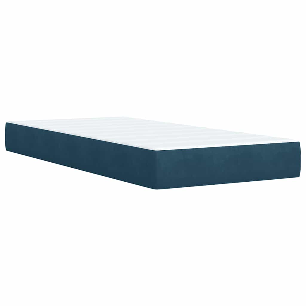 vidaXL Κρεβάτι Boxspring με Στρώμα Μπλε 90x200 εκ. Βελούδινο