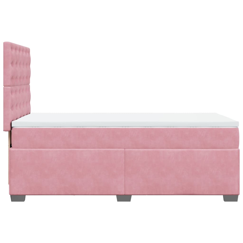 vidaXL Κρεβάτι Boxspring με Στρώμα Ροζ 90x200 εκ. Βελούδινο