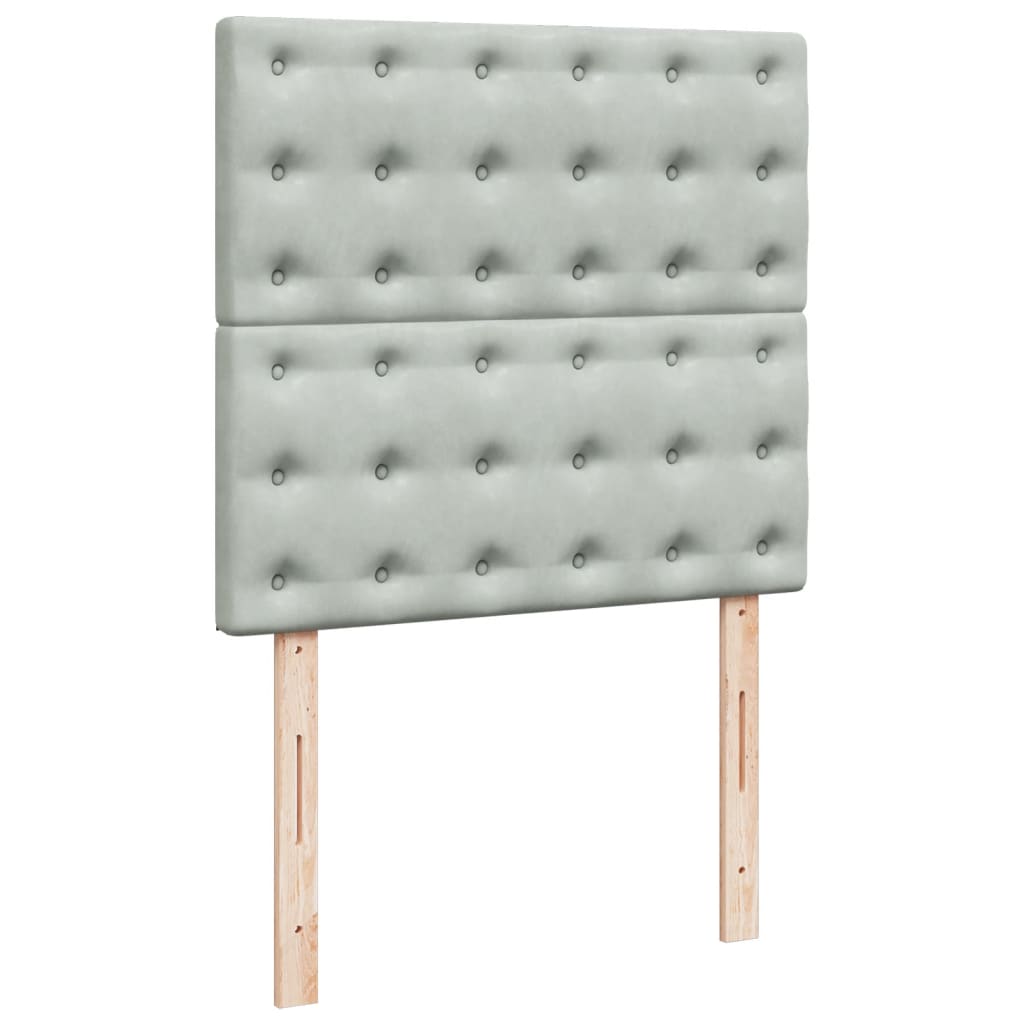 vidaXL Κρεβάτι Boxspring με Στρώμα Ανοιχτό Γκρι 90x200 εκ. Βελούδινο