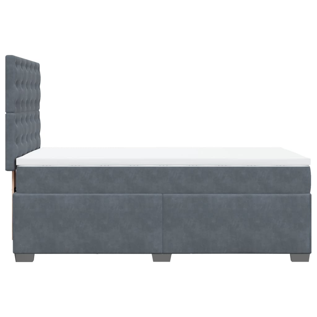 vidaXL Κρεβάτι Boxspring με Στρώμα Σκούρο Γκρι 90x200 εκ. Βελούδινο