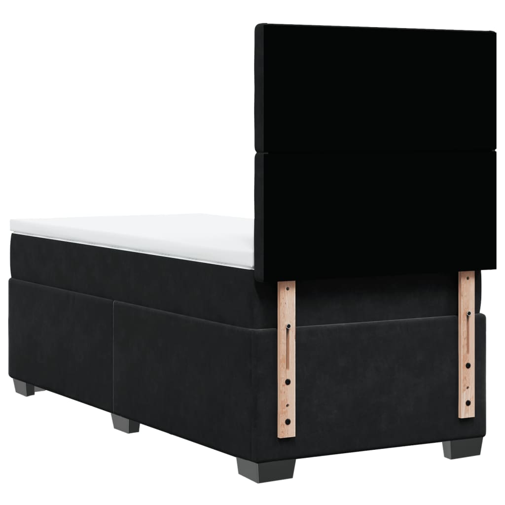 vidaXL Κρεβάτι Boxspring με Στρώμα Μαύρο 90x200 εκ. Βελούδινο