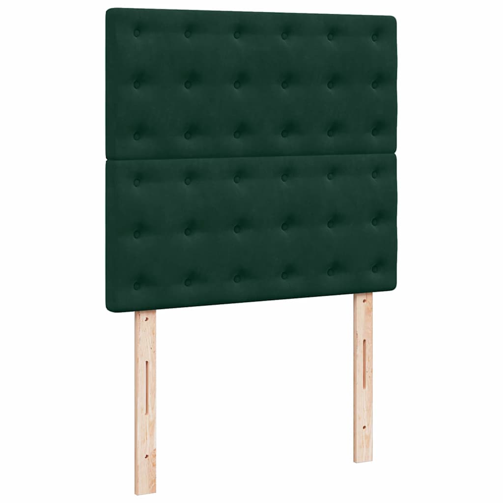 vidaXL Κρεβάτι Boxspring με Στρώμα Σκούρο Πράσινο 90x200 εκ. Βελούδινο