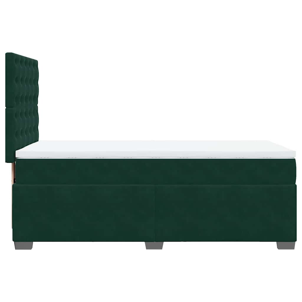 vidaXL Κρεβάτι Boxspring με Στρώμα Σκούρο Πράσινο 90x200 εκ. Βελούδινο