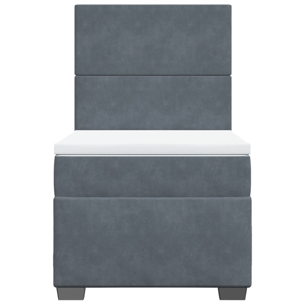 vidaXL Κρεβάτι Boxspring με Στρώμα Σκούρο Γκρι 100x200 εκ. Βελούδινο
