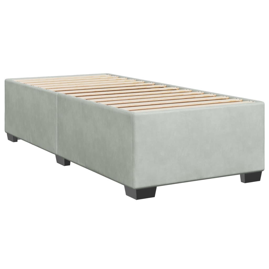 vidaXL Κρεβάτι Boxspring με Στρώμα Ανοιχτό Γκρι 100x200 εκ. Βελούδινο