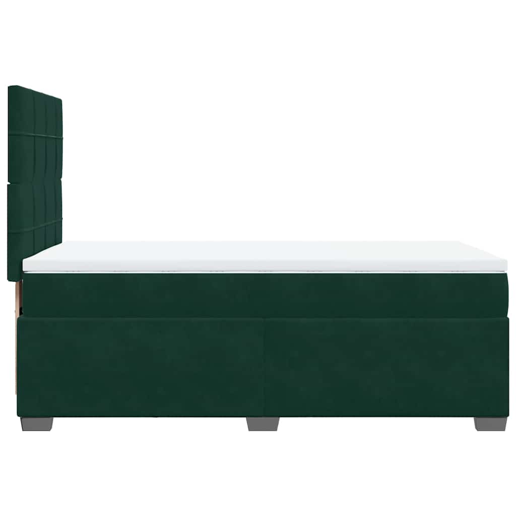 vidaXL Κρεβάτι Boxspring με Στρώμα Σκούρο Πράσινο 100x200εκ. Βελούδινο