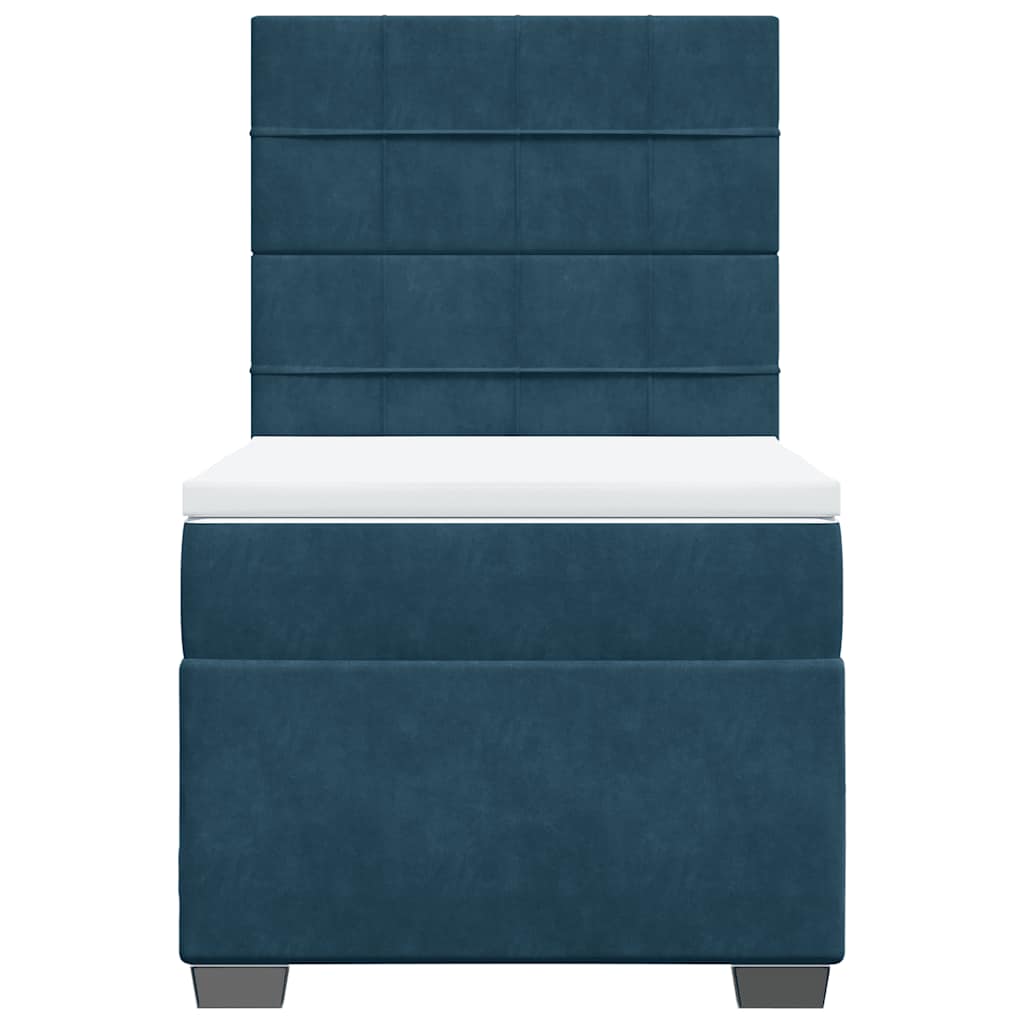 vidaXL Κρεβάτι Boxspring με Στρώμα Μπλε 100x200 εκ. Βελούδινο