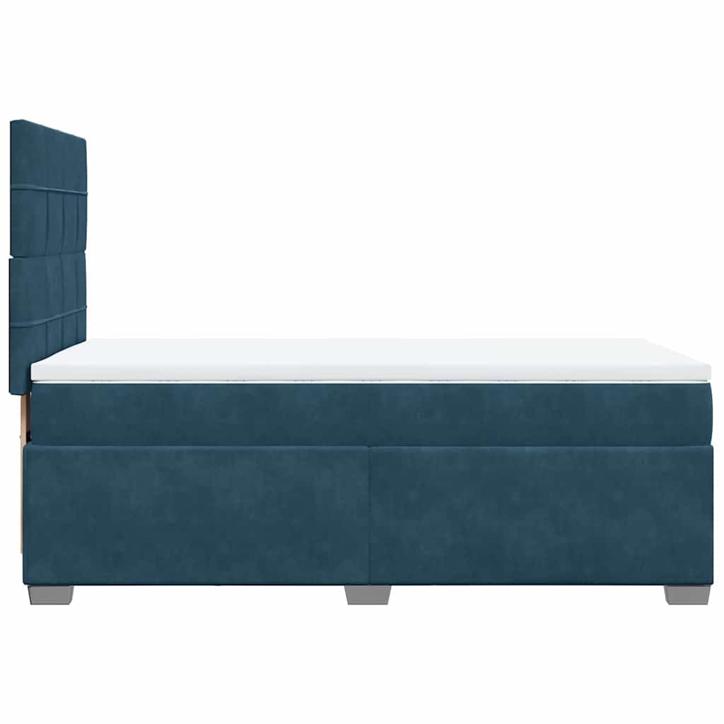 vidaXL Κρεβάτι Boxspring με Στρώμα Μπλε 100x200 εκ. Βελούδινο