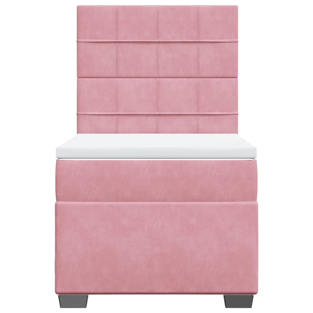 vidaXL Κρεβάτι Boxspring με Στρώμα Ροζ 100x200 εκ. Βελούδινο