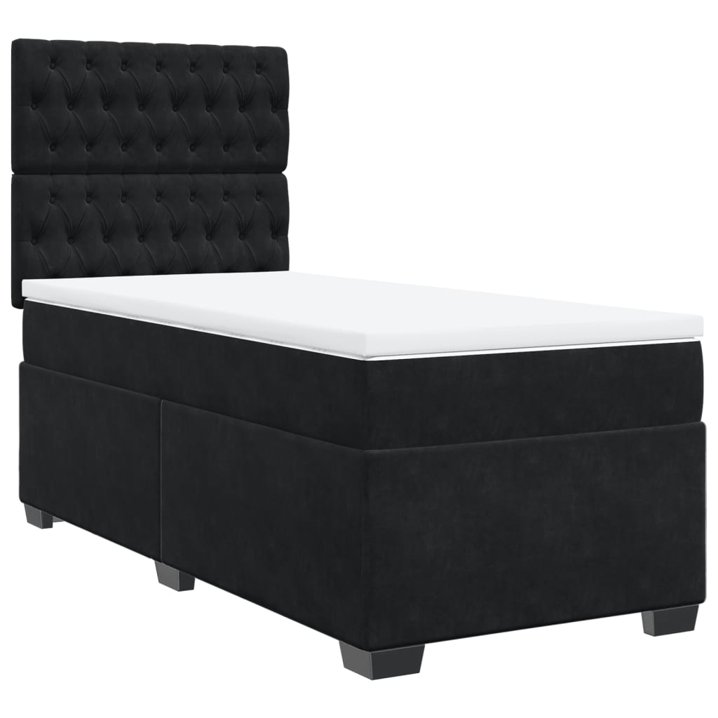 vidaXL Κρεβάτι Boxspring με Στρώμα Μαύρο 100x200 εκ. Βελούδινο