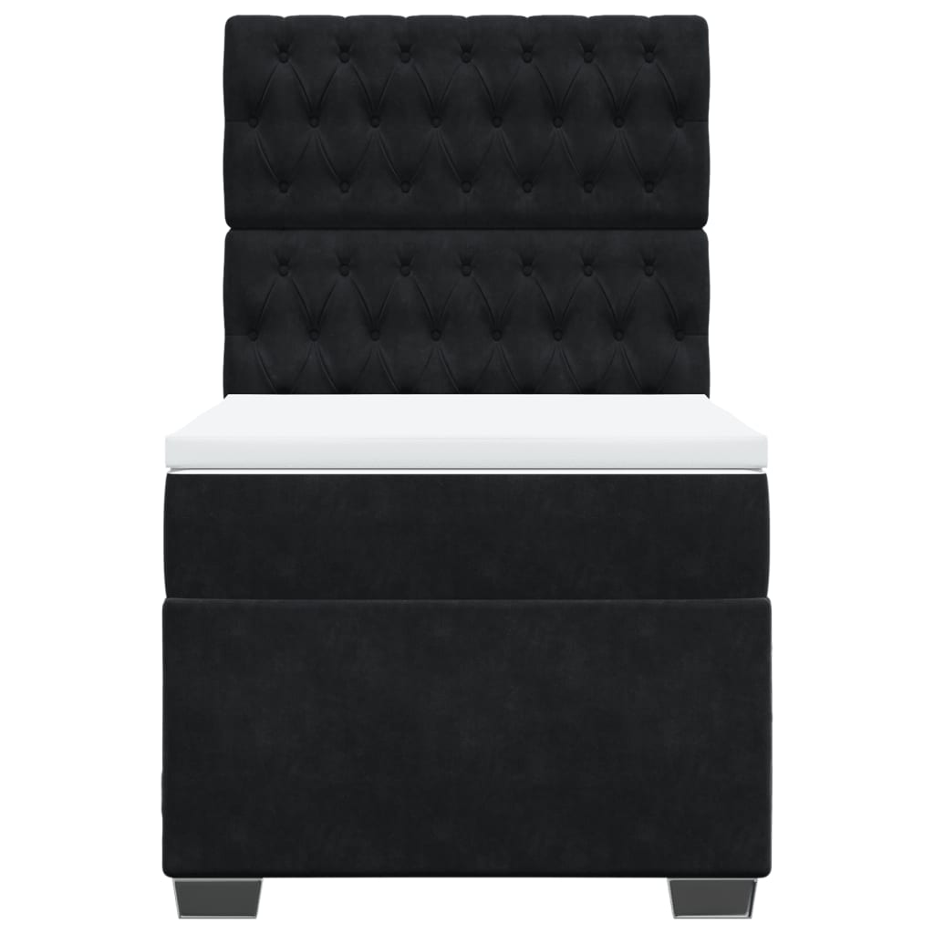 vidaXL Κρεβάτι Boxspring με Στρώμα Μαύρο 100x200 εκ. Βελούδινο