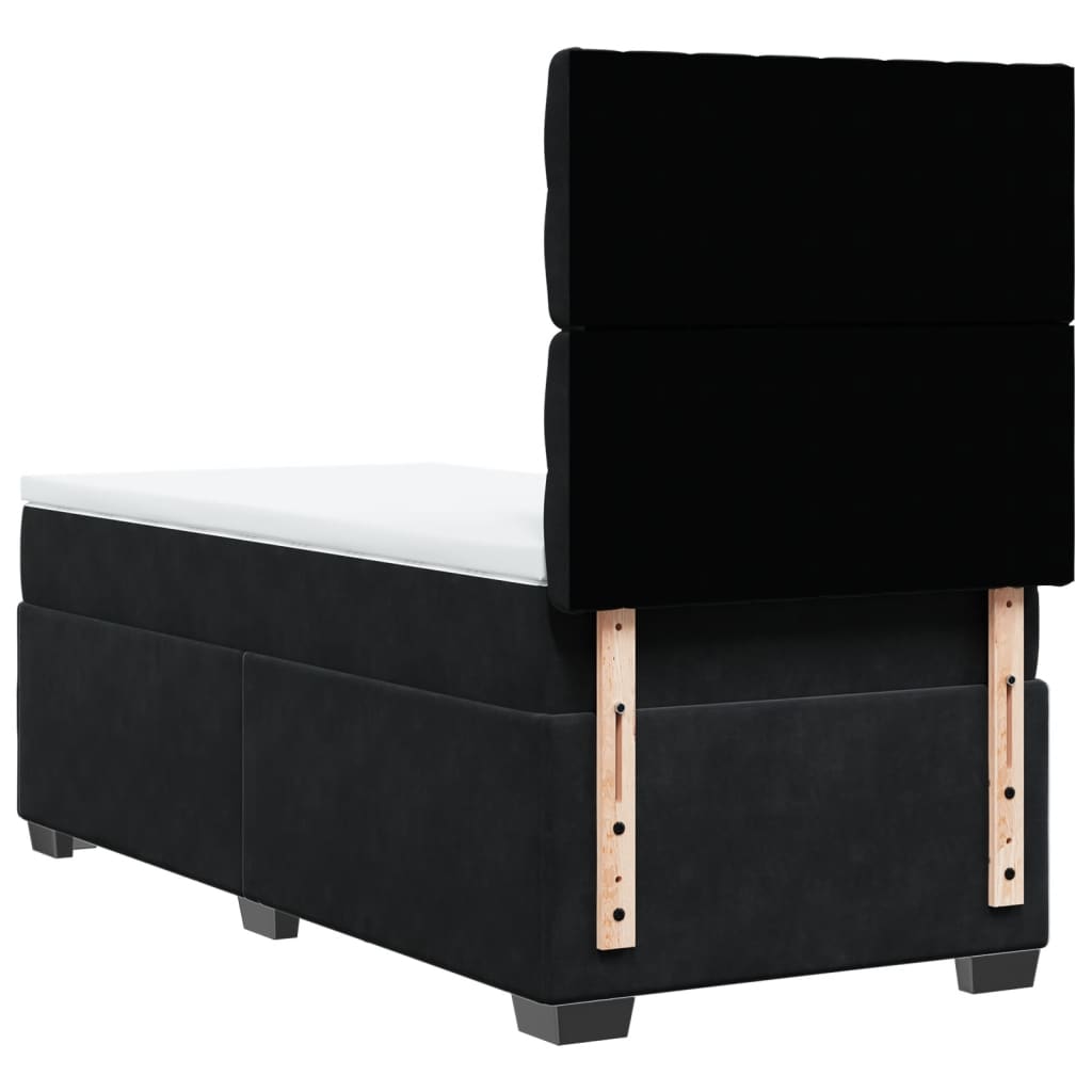 vidaXL Κρεβάτι Boxspring με Στρώμα Μαύρο 100x200 εκ. Βελούδινο