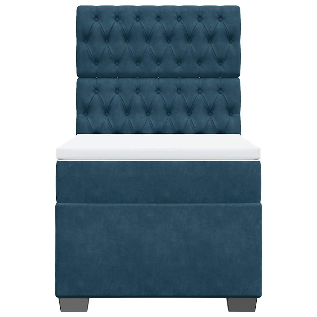 vidaXL Κρεβάτι Boxspring με Στρώμα Μπλε 100x200 εκ. Βελούδινο