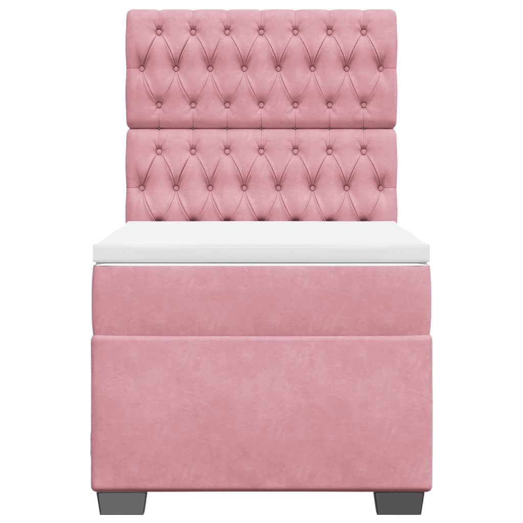 vidaXL Κρεβάτι Boxspring με Στρώμα Ροζ 100x200 εκ. Βελούδινο