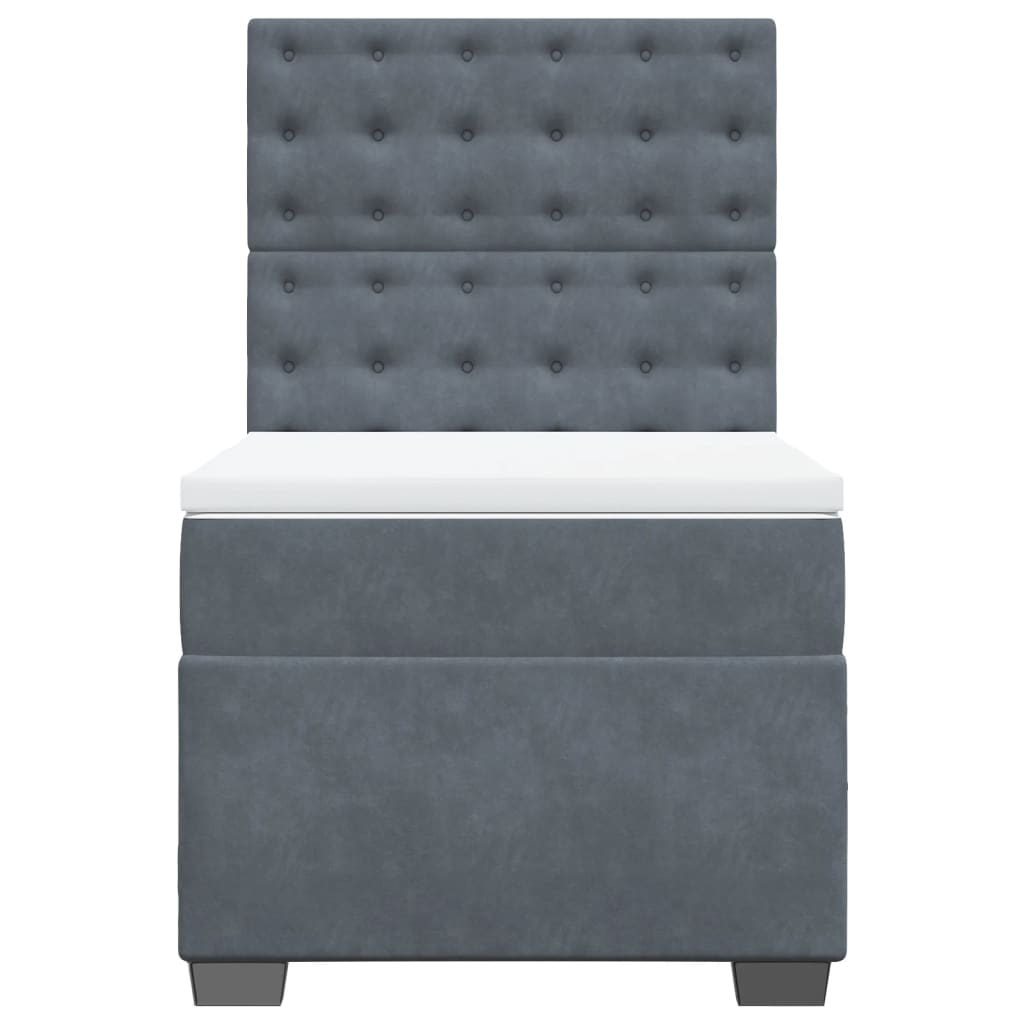 vidaXL Κρεβάτι Boxspring με Στρώμα Σκούρο Γκρι 100x200 εκ. Βελούδινο