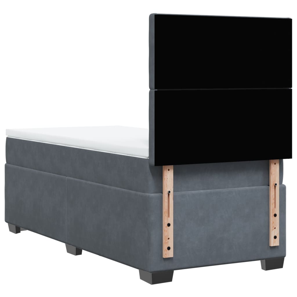 vidaXL Κρεβάτι Boxspring με Στρώμα Σκούρο Γκρι 100x200 εκ. Βελούδινο
