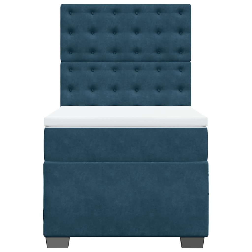 vidaXL Κρεβάτι Boxspring με Στρώμα Μπλε 100x200 εκ. Βελούδινο