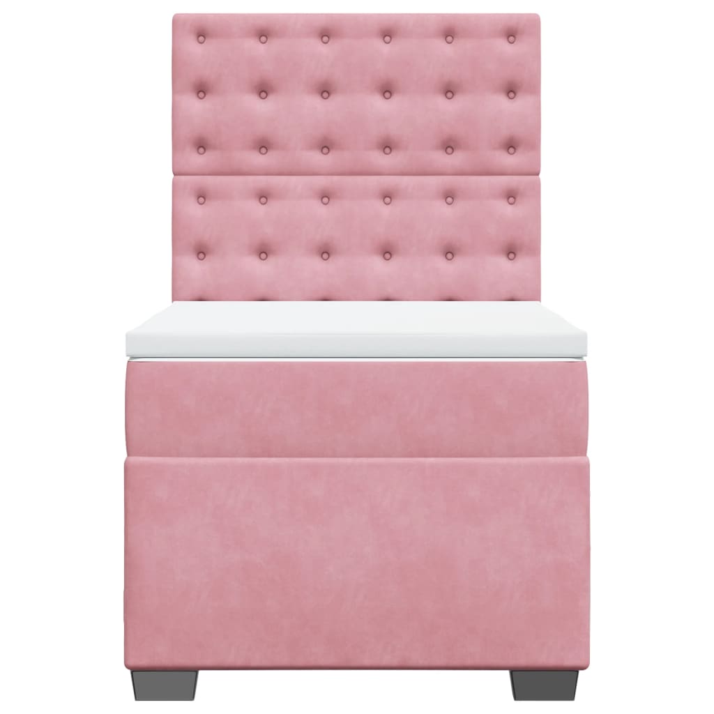 vidaXL Κρεβάτι Boxspring με Στρώμα Ροζ 100x200 εκ. Βελούδινο