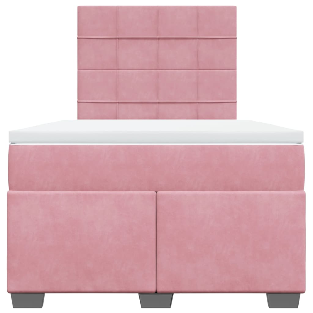 vidaXL Κρεβάτι Boxspring με Στρώμα Ροζ 120x190 εκ. Βελούδινο
