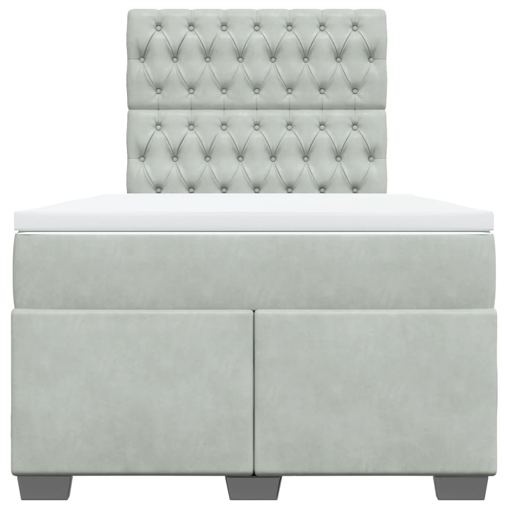 vidaXL Κρεβάτι Boxspring με Στρώμα Ανοιχτό Γκρι 120x190 εκ. Βελούδινο
