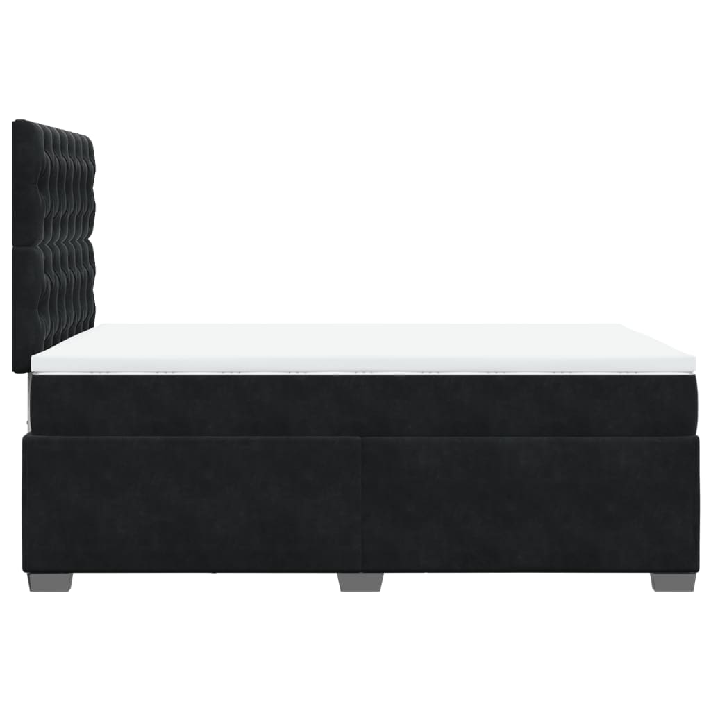 vidaXL Κρεβάτι Boxspring με Στρώμα Μαύρο 120x190 εκ. Βελούδινο