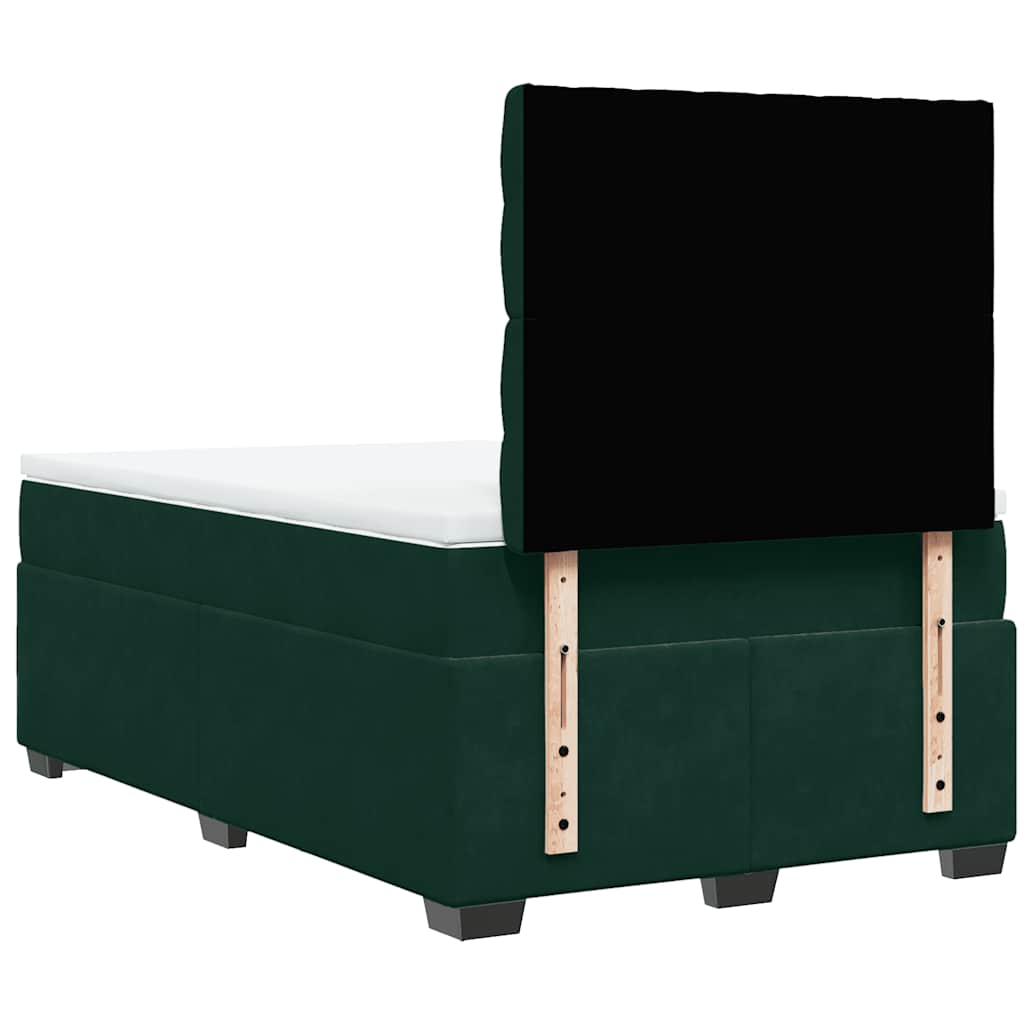 vidaXL Κρεβάτι Boxspring με Στρώμα Σκούρο Πράσινο 120x190εκ. Βελούδινο