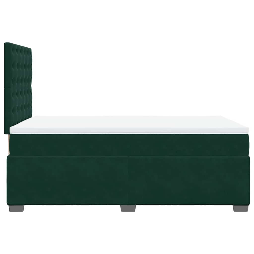 vidaXL Κρεβάτι Boxspring με Στρώμα Σκούρο Πράσινο 120x190εκ. Βελούδινο