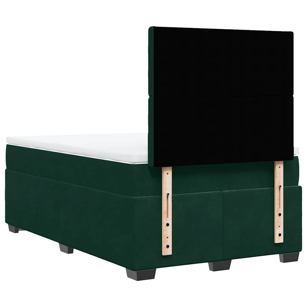 vidaXL Κρεβάτι Boxspring με Στρώμα Σκούρο Πράσινο 120x190εκ. Βελούδινο