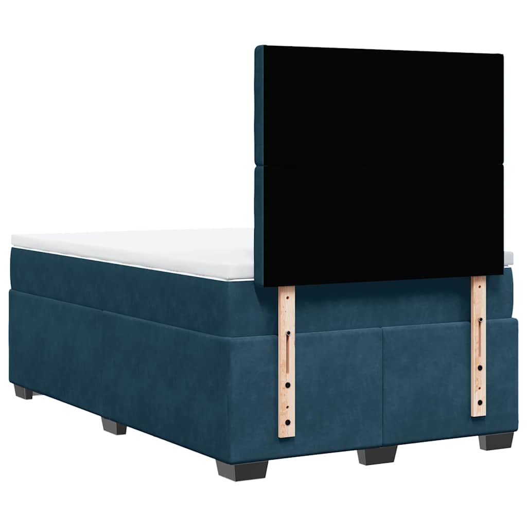 vidaXL Κρεβάτι Boxspring με Στρώμα Μπλε 120x190 εκ. Βελούδινο