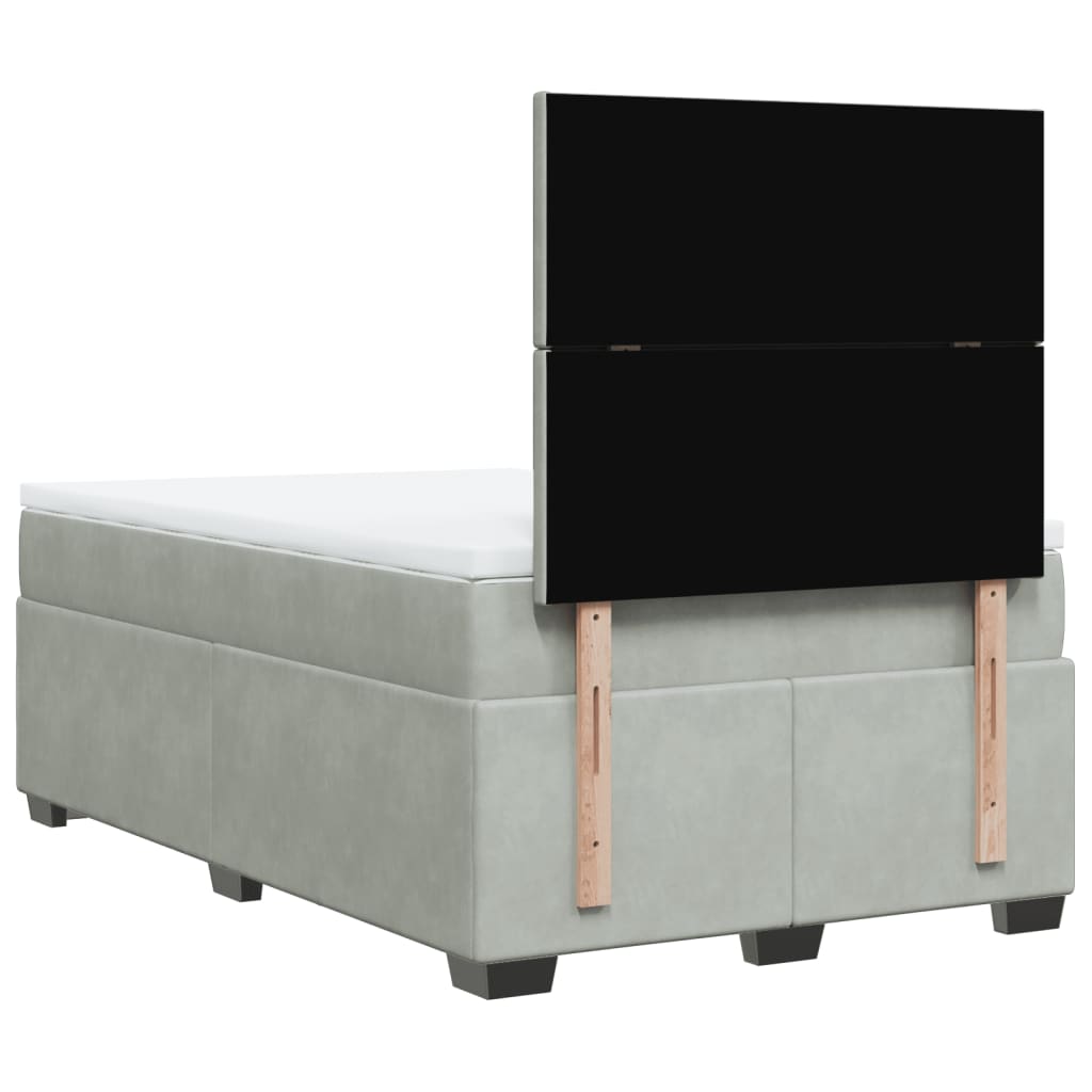 vidaXL Κρεβάτι Boxspring με Στρώμα Ανοιχτό Γκρι 120x200 εκ. Βελούδινο