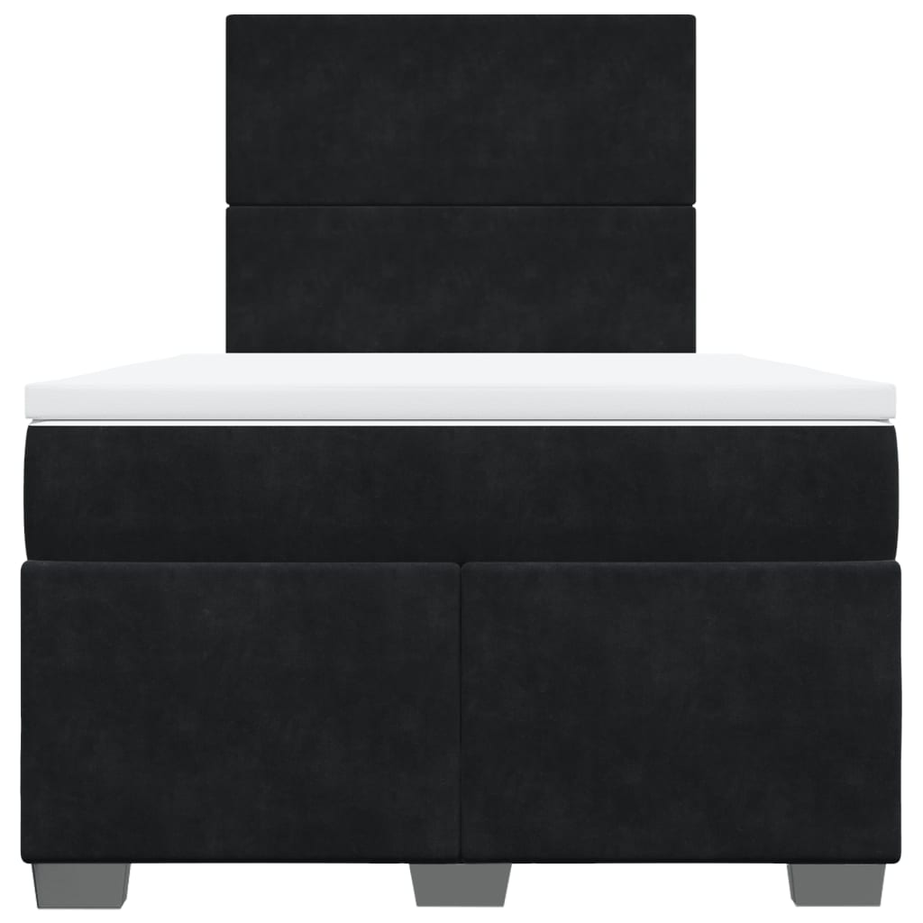 vidaXL Κρεβάτι Boxspring με Στρώμα Μαύρο 120 x 200 εκ. Βελούδινο