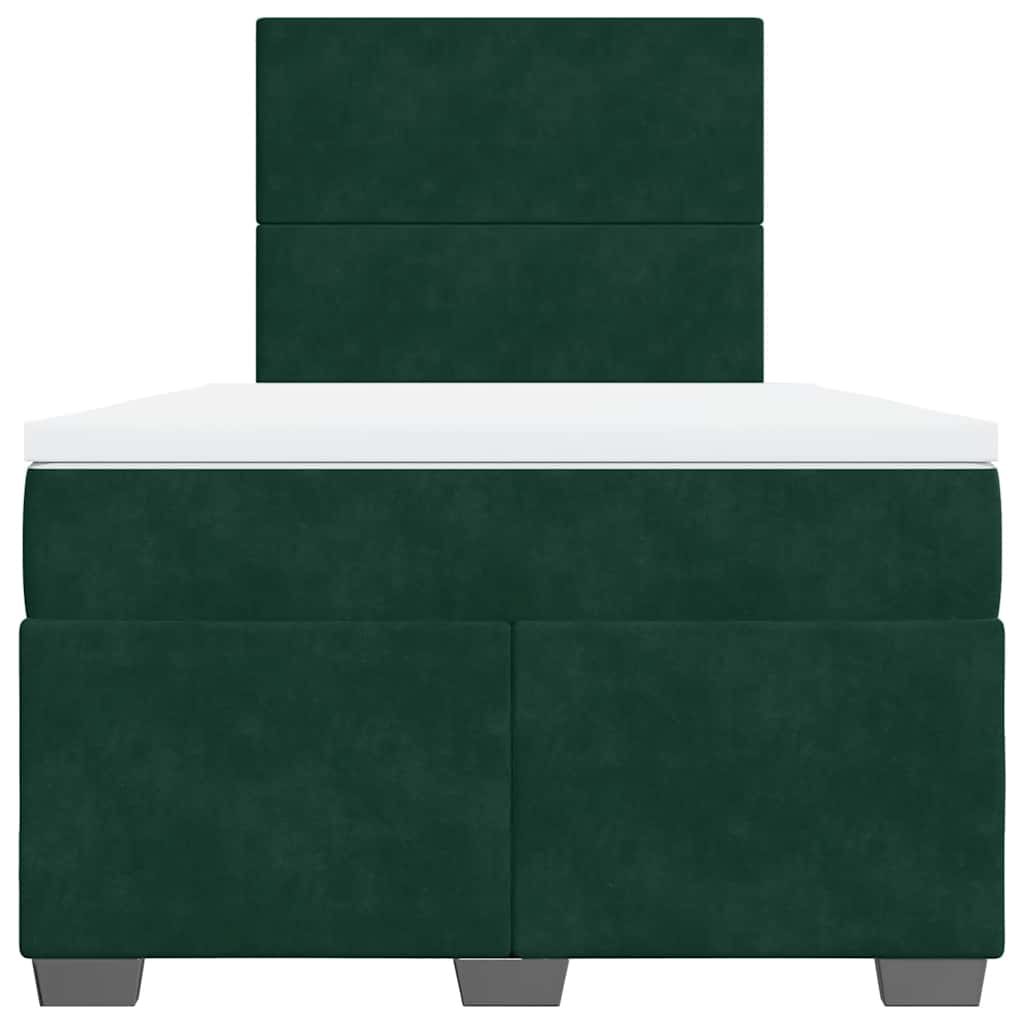 vidaXL Κρεβάτι Boxspring με Στρώμα Σκούρο Πράσινο 120x200εκ. Βελούδινο