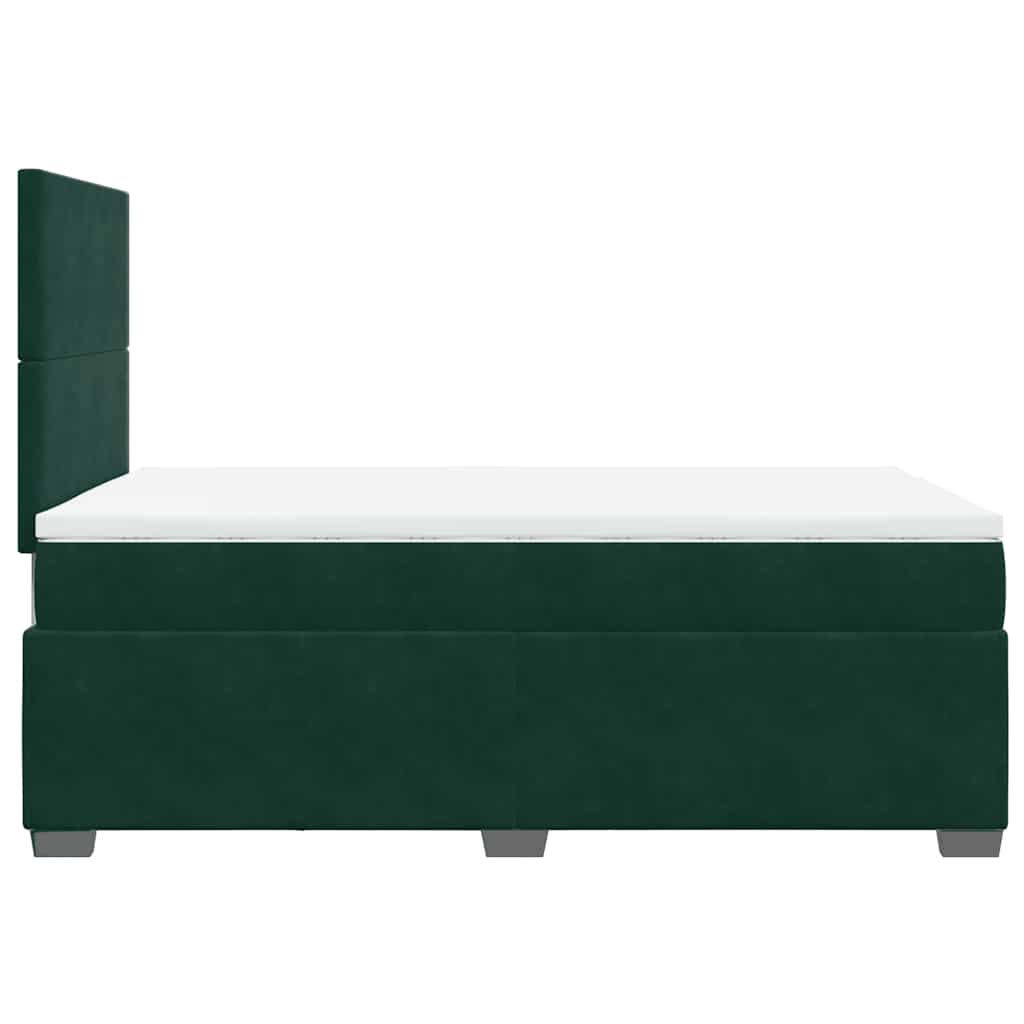vidaXL Κρεβάτι Boxspring με Στρώμα Σκούρο Πράσινο 120x200εκ. Βελούδινο