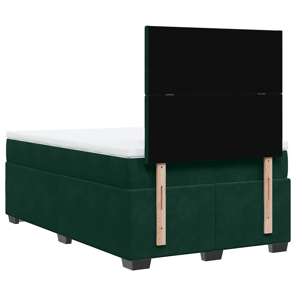 vidaXL Κρεβάτι Boxspring με Στρώμα Σκούρο Πράσινο 120x200εκ. Βελούδινο