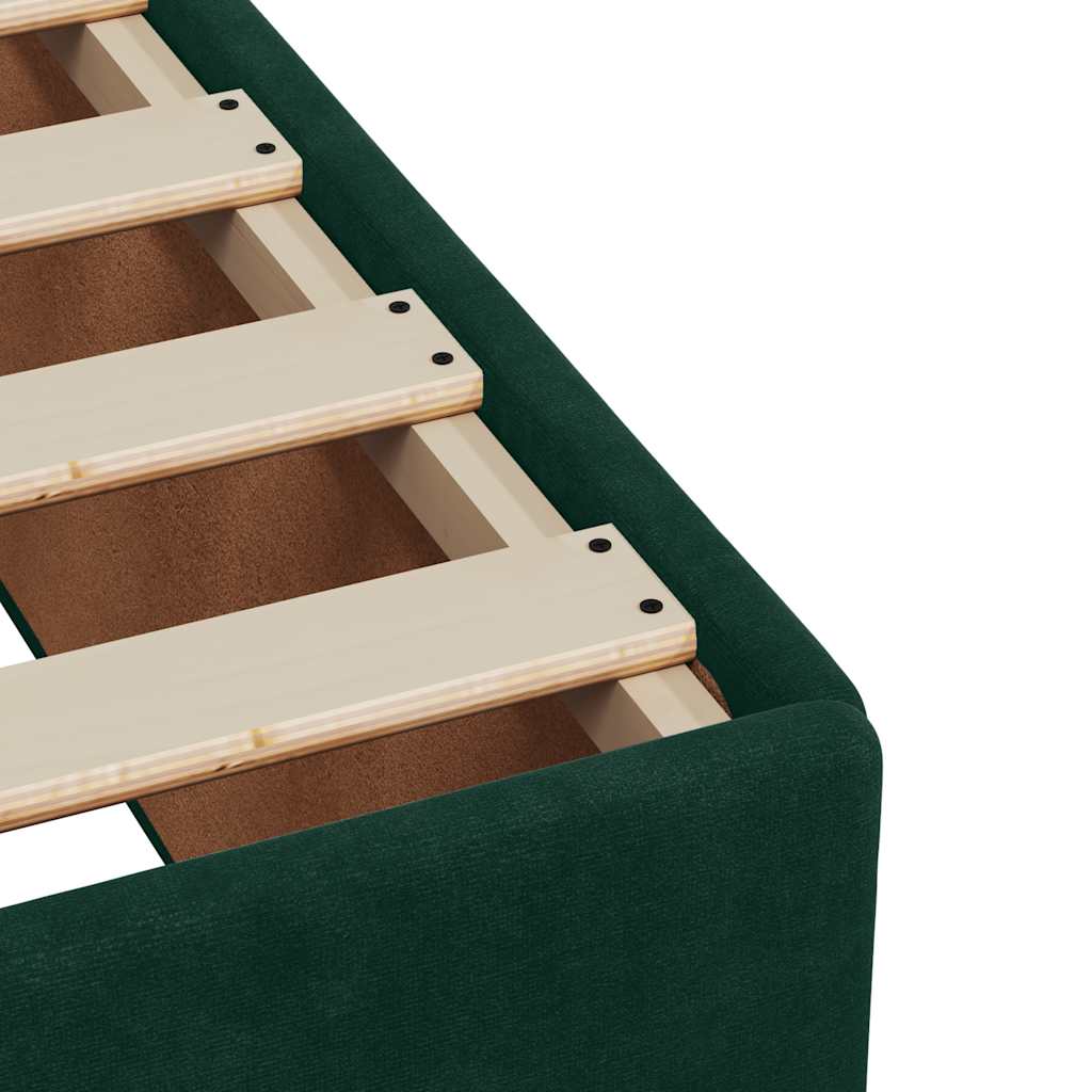 vidaXL Κρεβάτι Boxspring με Στρώμα Σκούρο Πράσινο 120x200εκ. Βελούδινο
