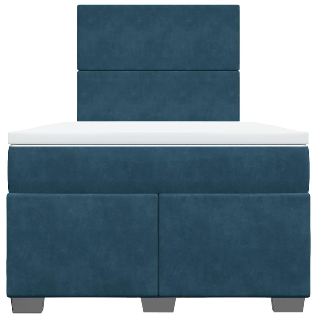 vidaXL Κρεβάτι Boxspring με Στρώμα Μπλε 120x200 εκ. Βελούδινο