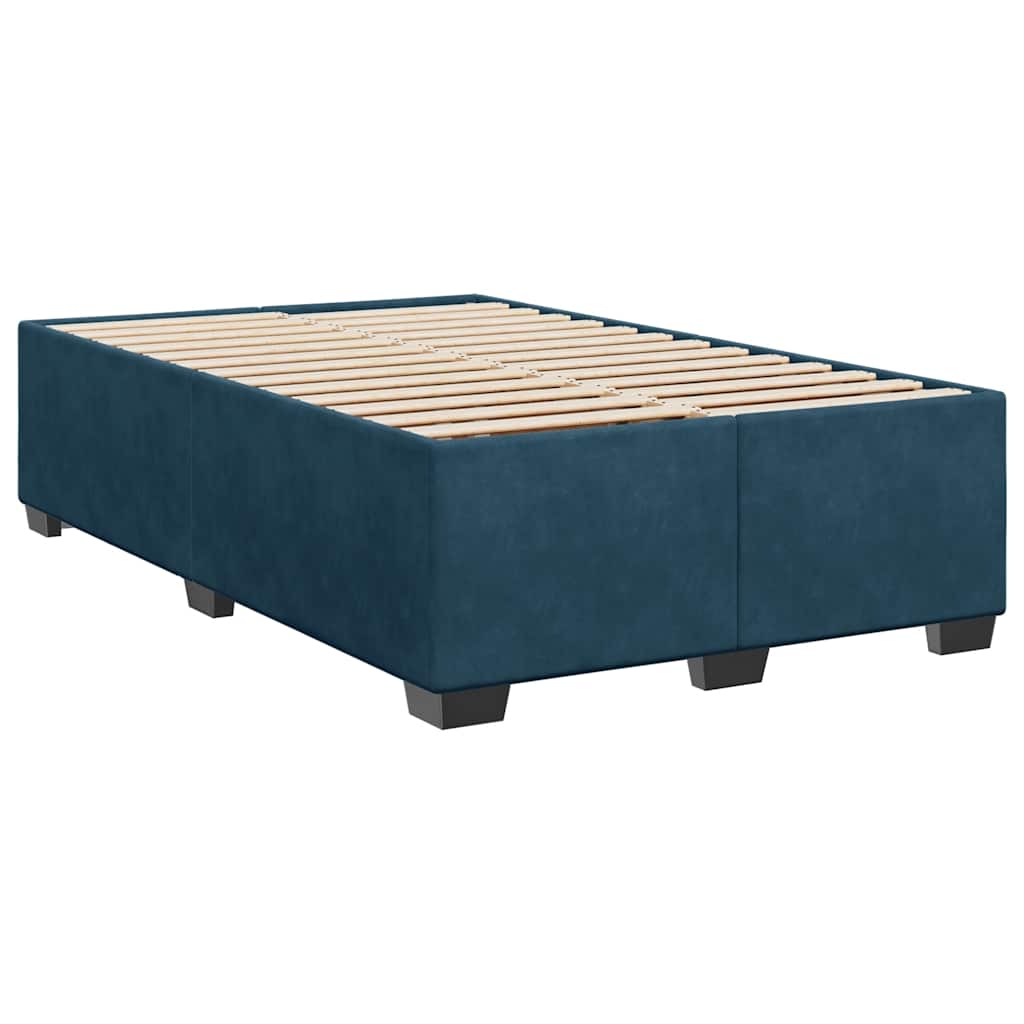 vidaXL Κρεβάτι Boxspring με Στρώμα Μπλε 120x200 εκ. Βελούδινο