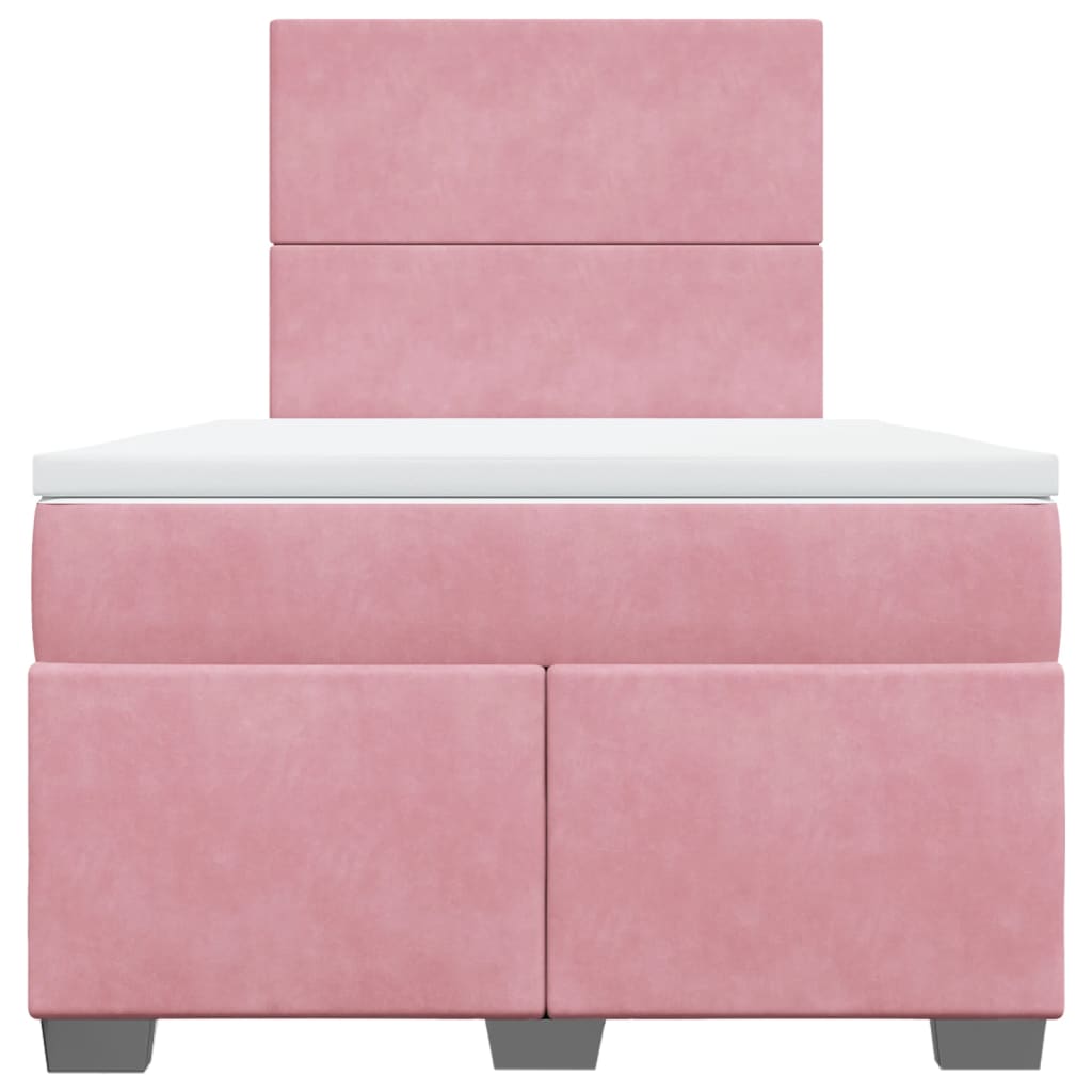 vidaXL Κρεβάτι Boxspring με Στρώμα Ροζ 120x200 εκ. Βελούδινο