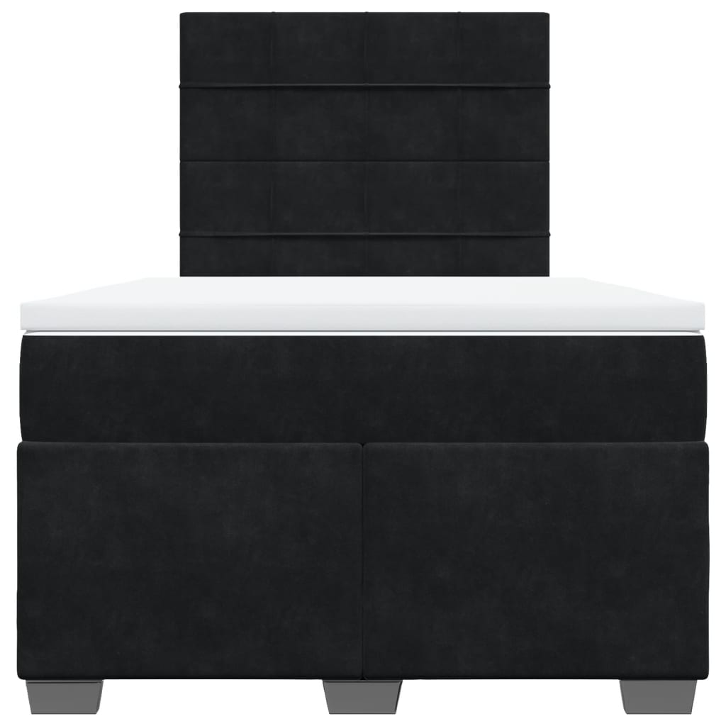 vidaXL Κρεβάτι Boxspring με Στρώμα Μαύρο 120 x 200 εκ. Βελούδινο