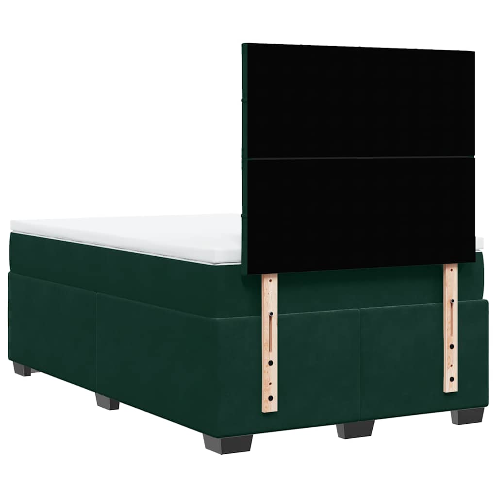 vidaXL Κρεβάτι Boxspring με Στρώμα Σκούρο Πράσινο 120x200εκ. Βελούδινο