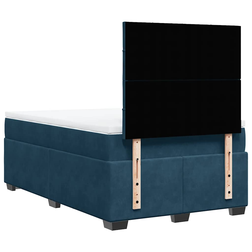 vidaXL Κρεβάτι Boxspring με Στρώμα Μπλε 120x200 εκ. Βελούδινο
