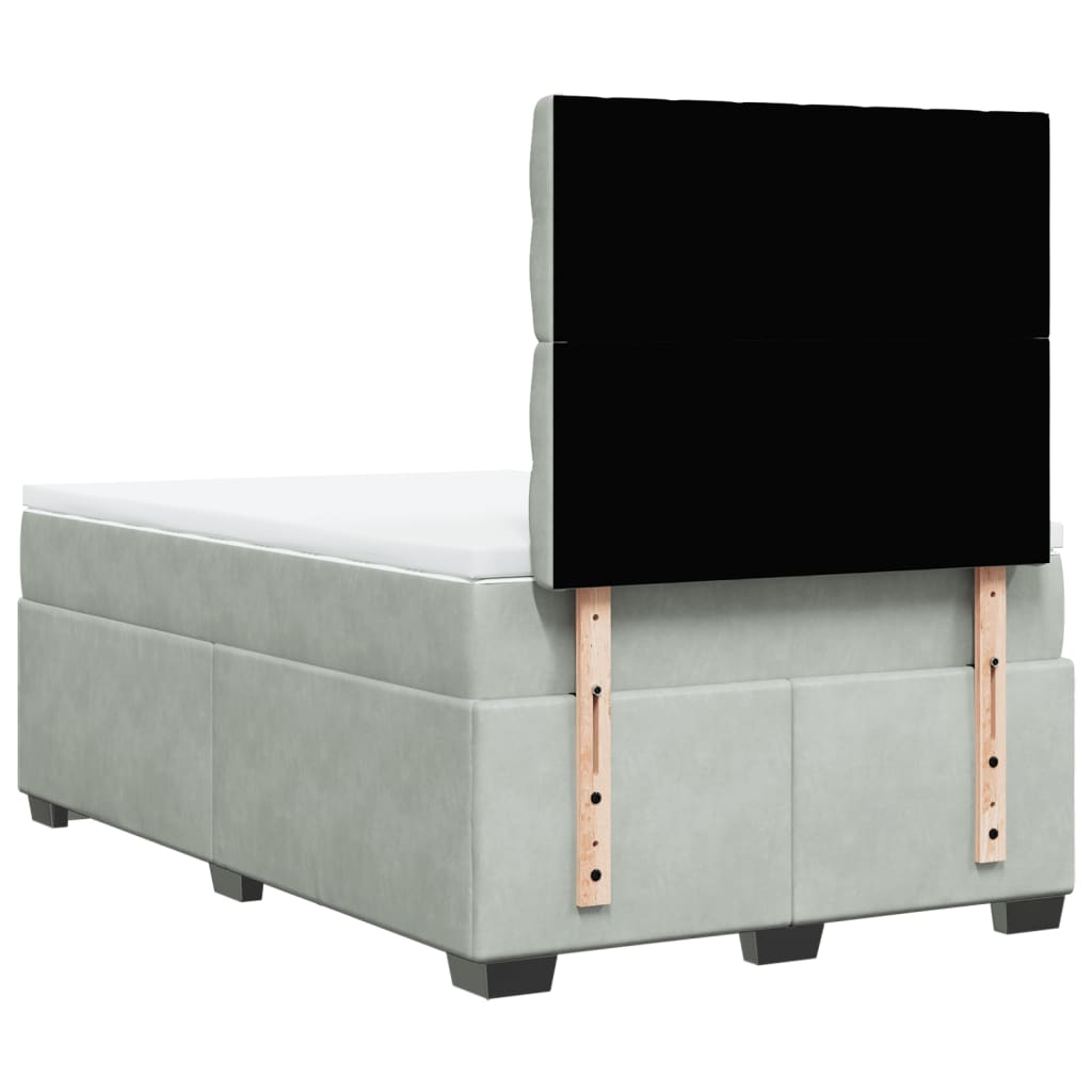 vidaXL Κρεβάτι Boxspring με Στρώμα Ανοιχτό Γκρι 120x200 εκ. Βελούδινο