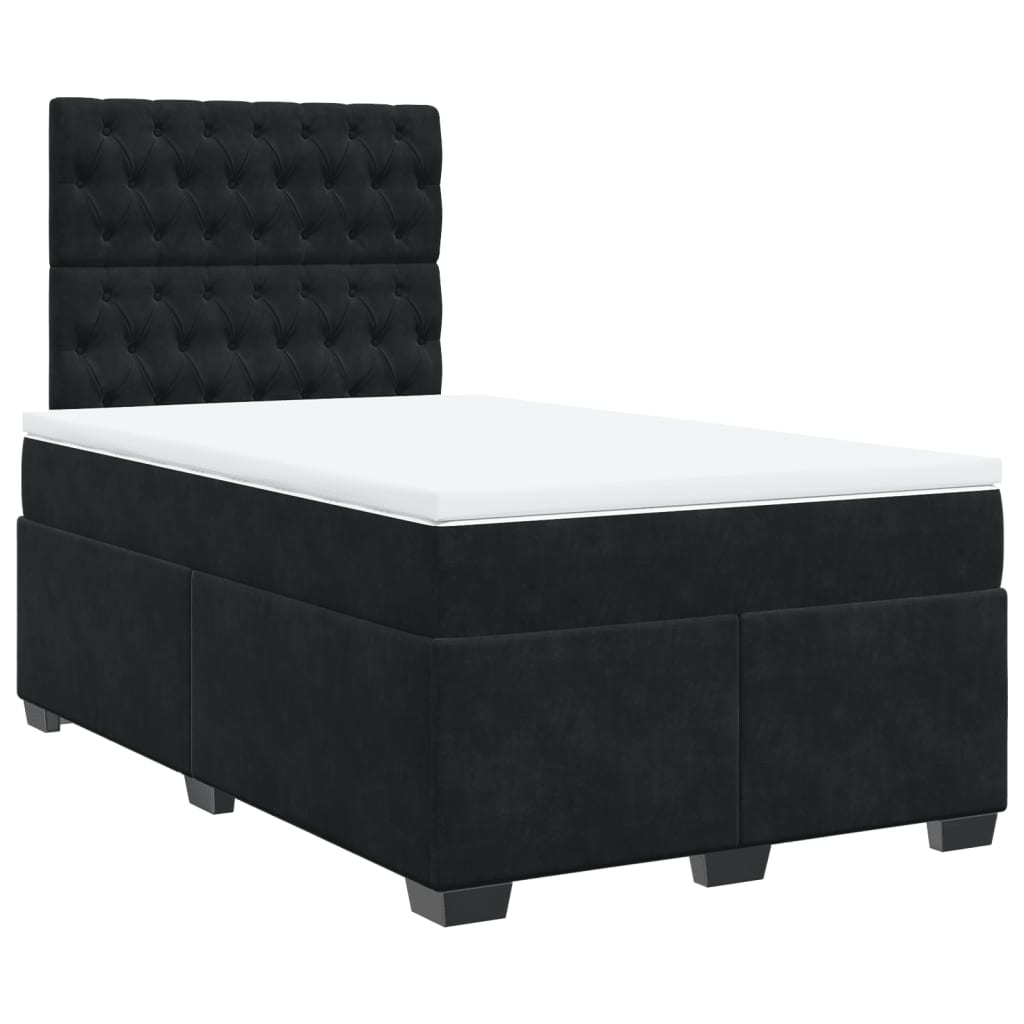 vidaXL Κρεβάτι Boxspring με Στρώμα Μαύρο 120 x 200 εκ. Βελούδινο